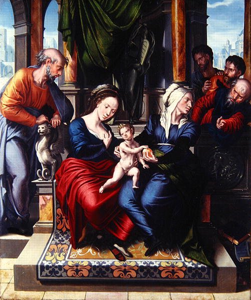 A Szent Család (olaj a panelen) alkotó: Master of Paul and Barnabas