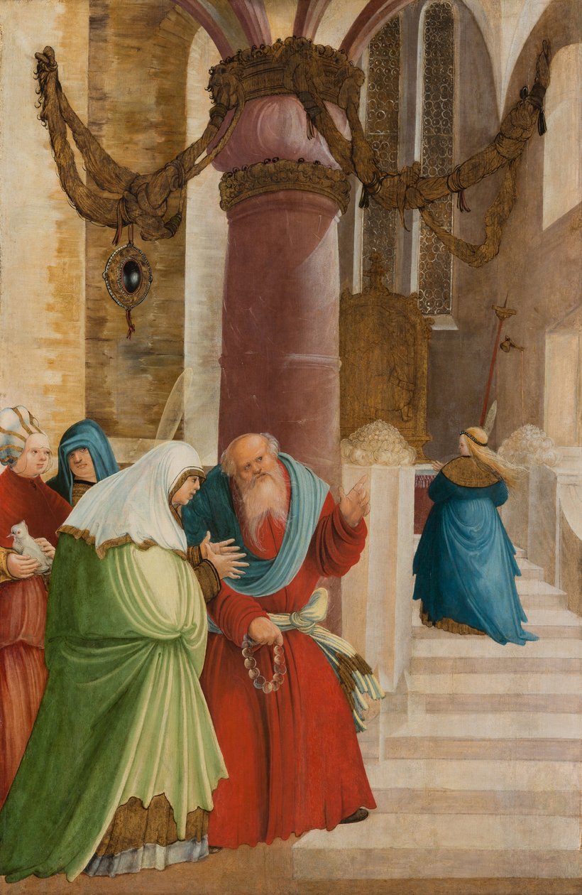 "The Entry of the Most Holy Theotokos in the Temple" (The Entry of the Most Holy Theotokos in the Temple) Pulkau mesterének festménye (aktív 1505-1520) 1509-1510 Királyi Palota, Belgrád alkotó: Master of Pulkau