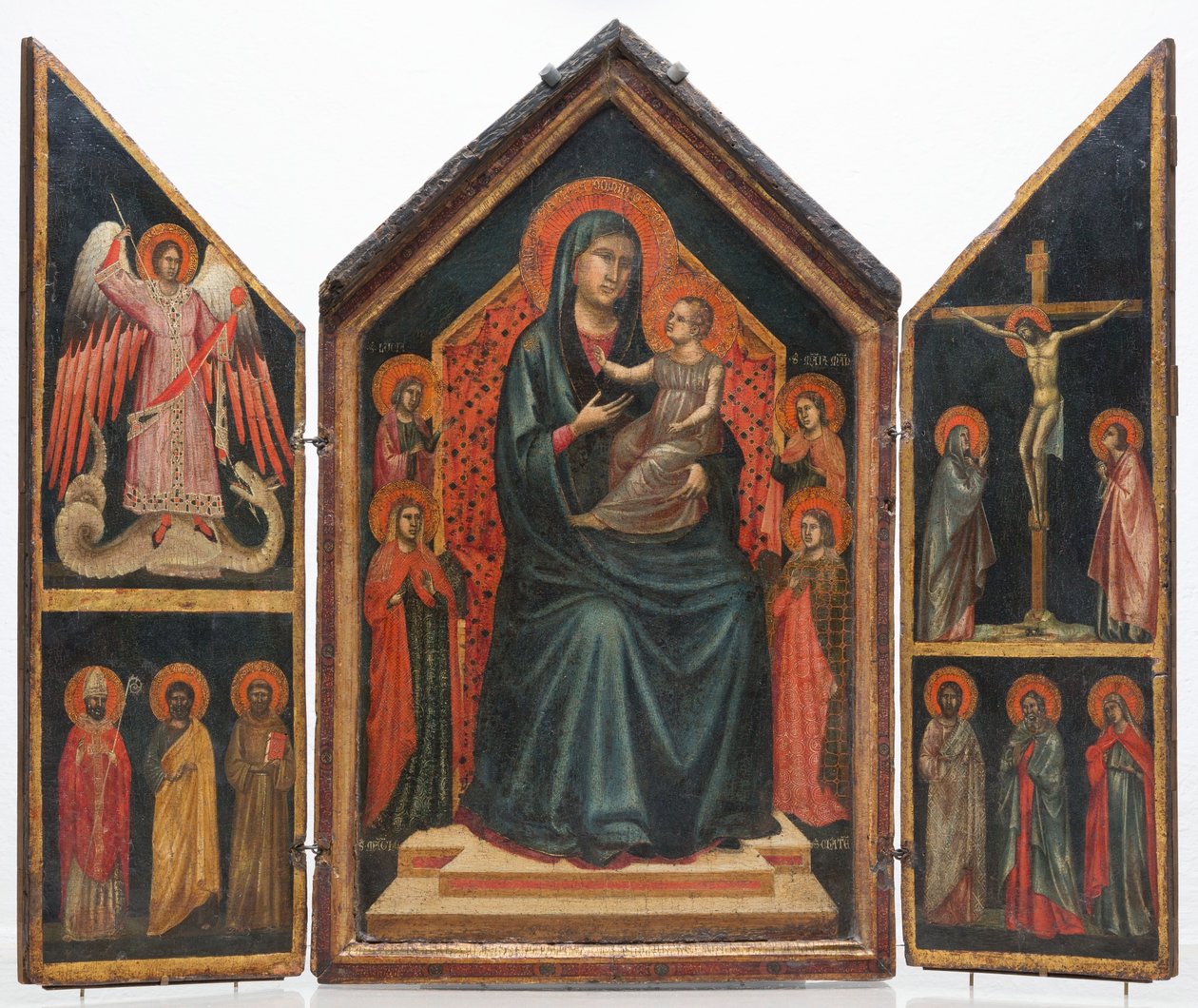 Madonna és gyermeke trónoló Szent Luciával, Margit, Mária Magdolna és Alexandriai Katalin szentekkel alkotó: Master of Saint Cecilia