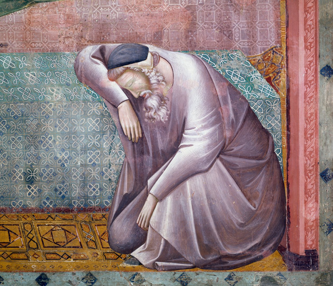Szent Ferenc történetei, IX. Gergely jelenés részlete, Szent Cecília mester freskója (13-14. század), Felsőtemplom, Assisi Szent Ferenc pápai bazilika (UNESCO Világörökségi Lista, 2000), Assisi, Umbria, Olaszország alkotó: Master of Saint Cecilia