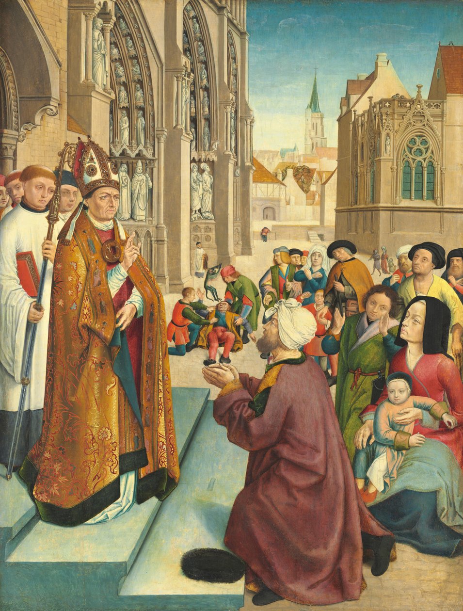 Epizódok egy szent püspök életéből, c. 1500. alkotó: Master of Saint Gilles
