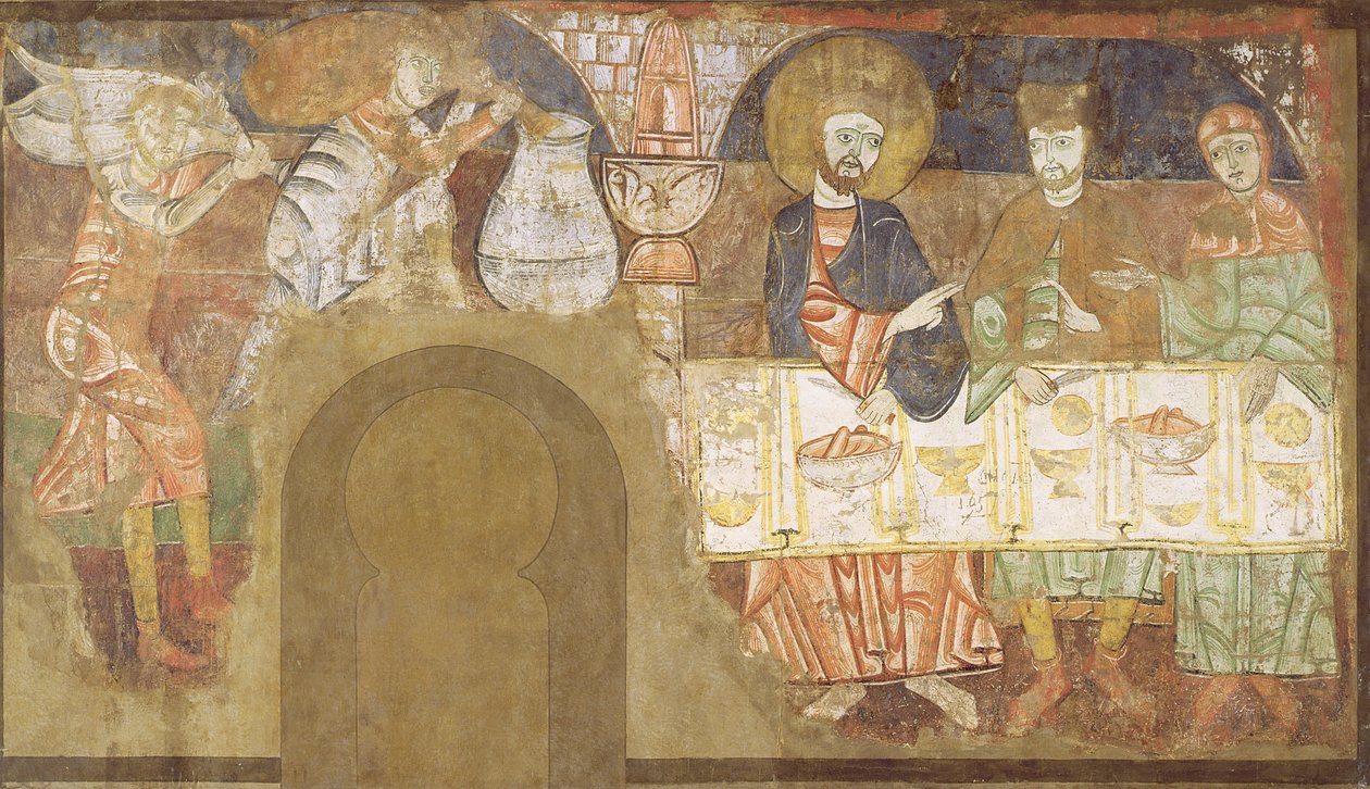 The Marriage at Cana, 1150 körül (vászonra festett freskó) alkotó: Master of San Baudelio de Berlanga