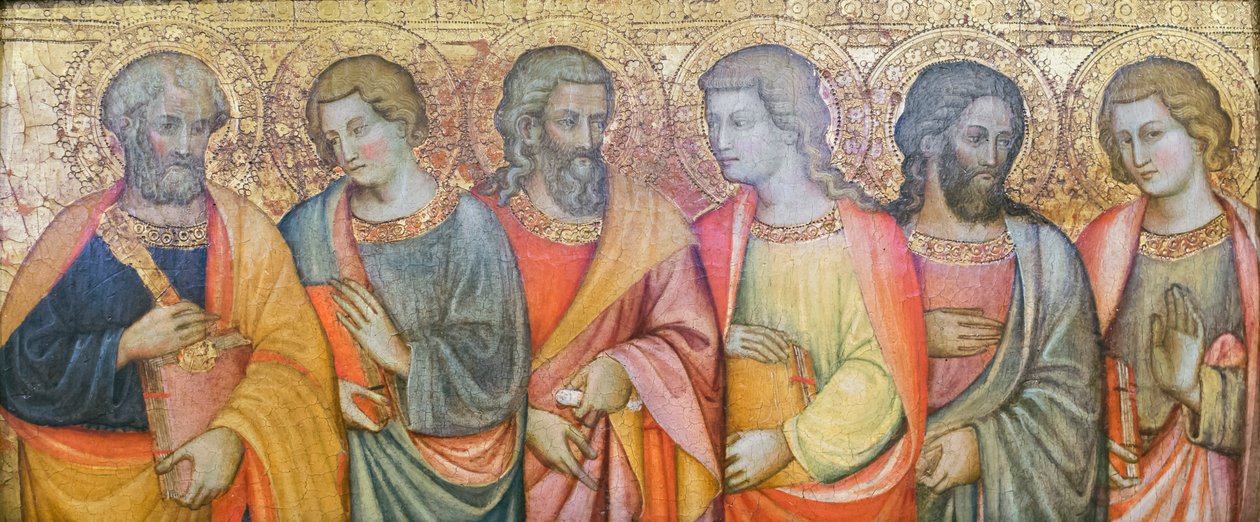 Apostolok, Péter, János, András, Fülöp ?, Simon ?, Thomas ?, Maestro di san Davino (olaj, tábla), 15. század fordulója (olaj a táblán) alkotó: Master of San Davino