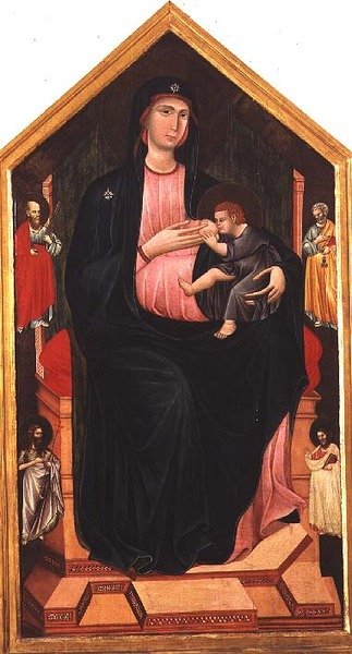 Madonna és a gyermek szentekkel (tempera a panelen) alkotó: Master of San Gaggio