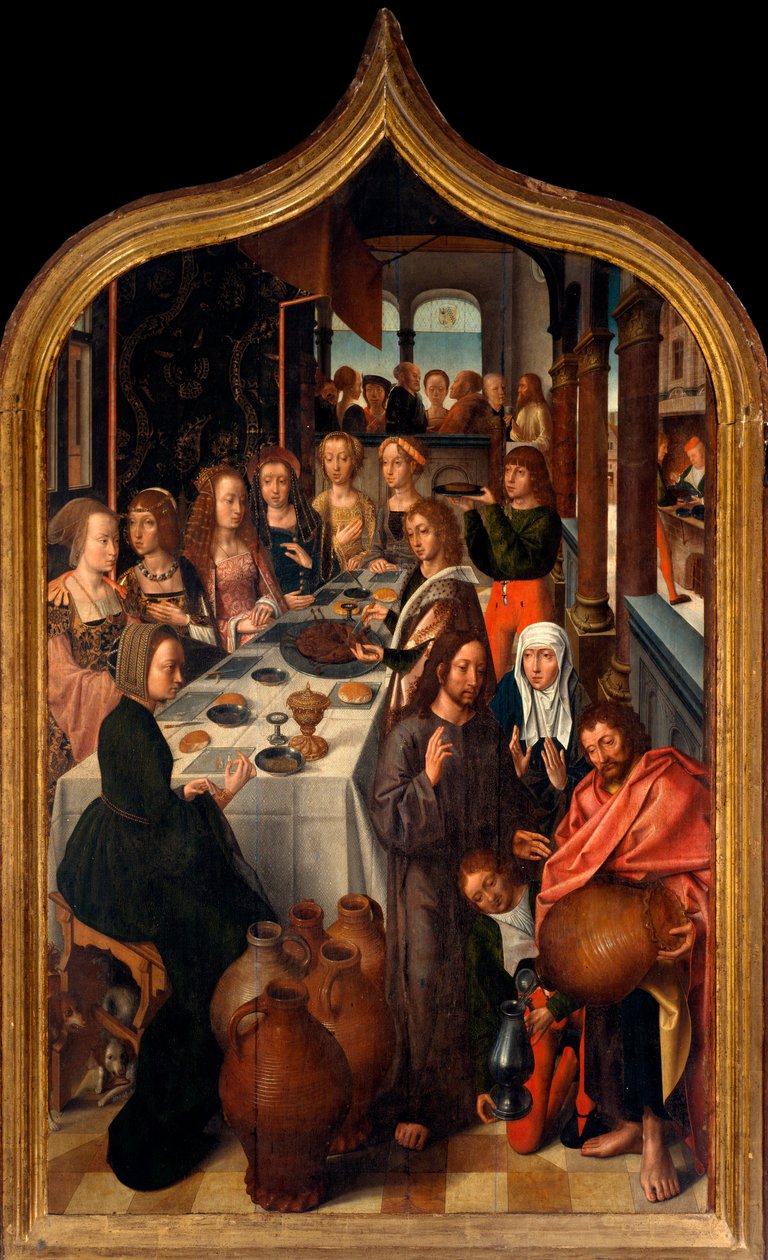 Triptikus: „Kána esküvője”” San Lorenzo mesterének festménye. San Lorenzo della Costa plébánia, Santa Margherita Ligure (Genova) alkotó: Master of San Lorenzo