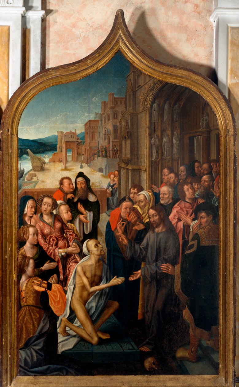 Triptikus: „Lázár feltámadása”” San Lorenzo mesterének festménye. San Lorenzo della Costa plébánia, Santa Margherita Ligure (Genova) alkotó: Master of San Lorenzo