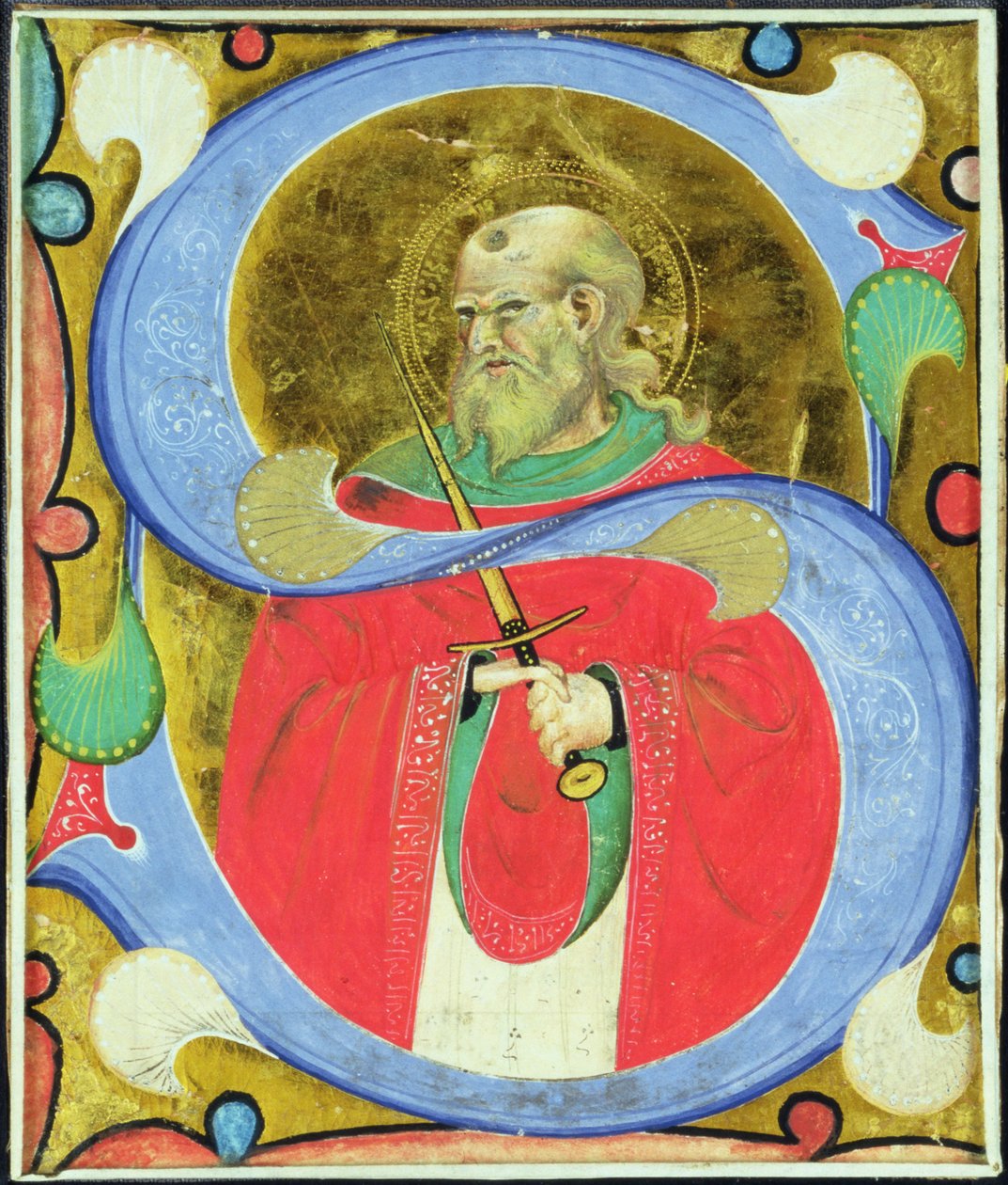 Történelmi kezdetű „S”, amely St. Juliant ábrázolja alkotó: Master of San Michele of Murano