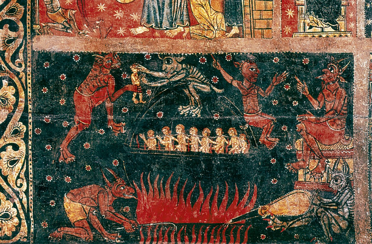 Szent Mihály jele. A pokol részlete. Soriguerola mesterének festménye (13. század közepe). Tempera fán. Katalónia Nemzeti Művészeti Múzeum, Barcelona. alkotó: Master of Soriguerola