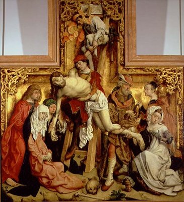 A keresztről való leszállás (olaj, tábla) alkotó: Master of St. Bartholemew