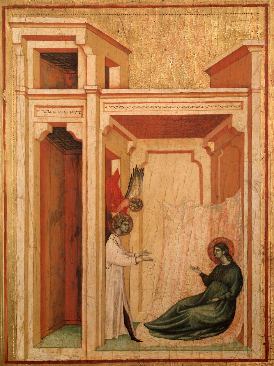 Szent Cecília és életének története Részlet: Az angyal virágot hoz Valerianusnak - oltárkép, 1290-1320 körül alkotó: Master of St. Cecilia