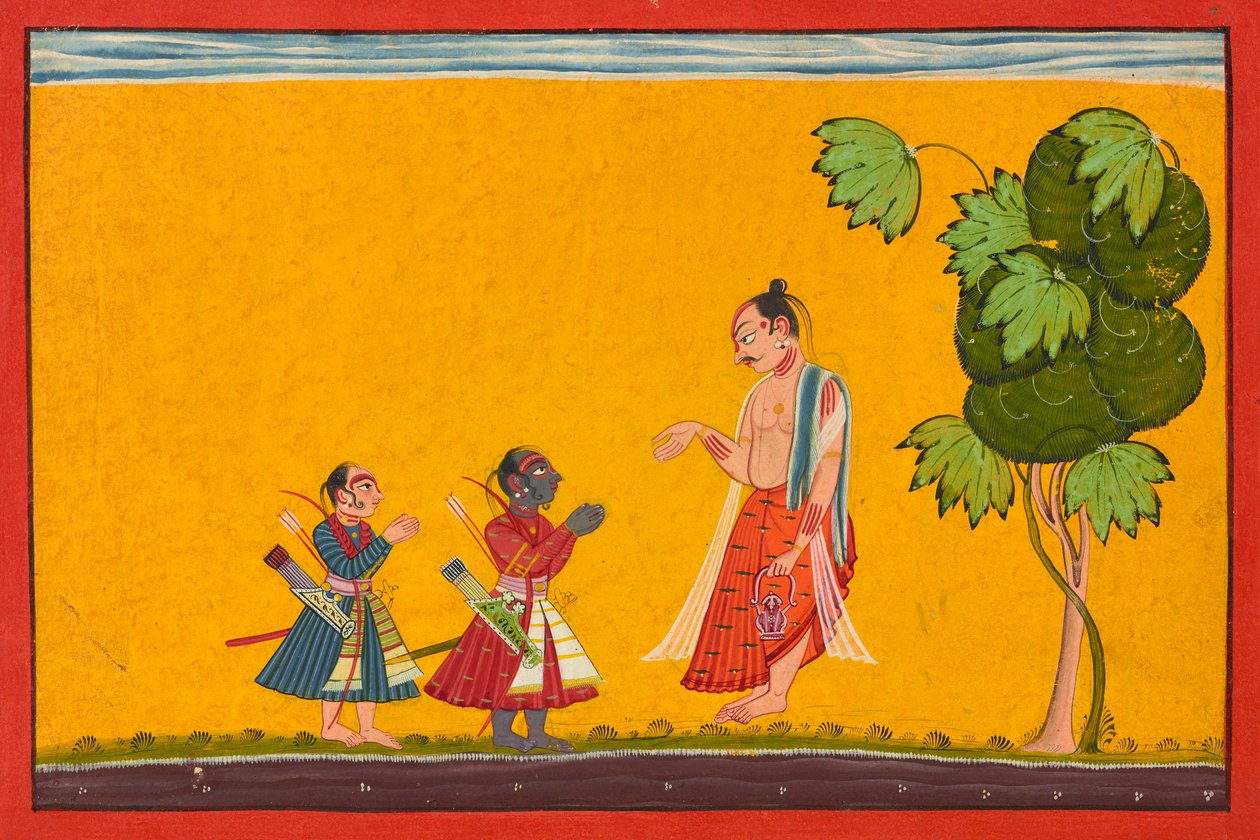 Rama és Lakshman a bölcs Vishwamitrával, egy Ramayana, ka. 1680-1690. alkotó: Master of Style II of the