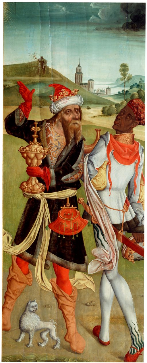 A mágusok imádása. Két mágus, 16. század eleje. alkotó: Master of Switzerland