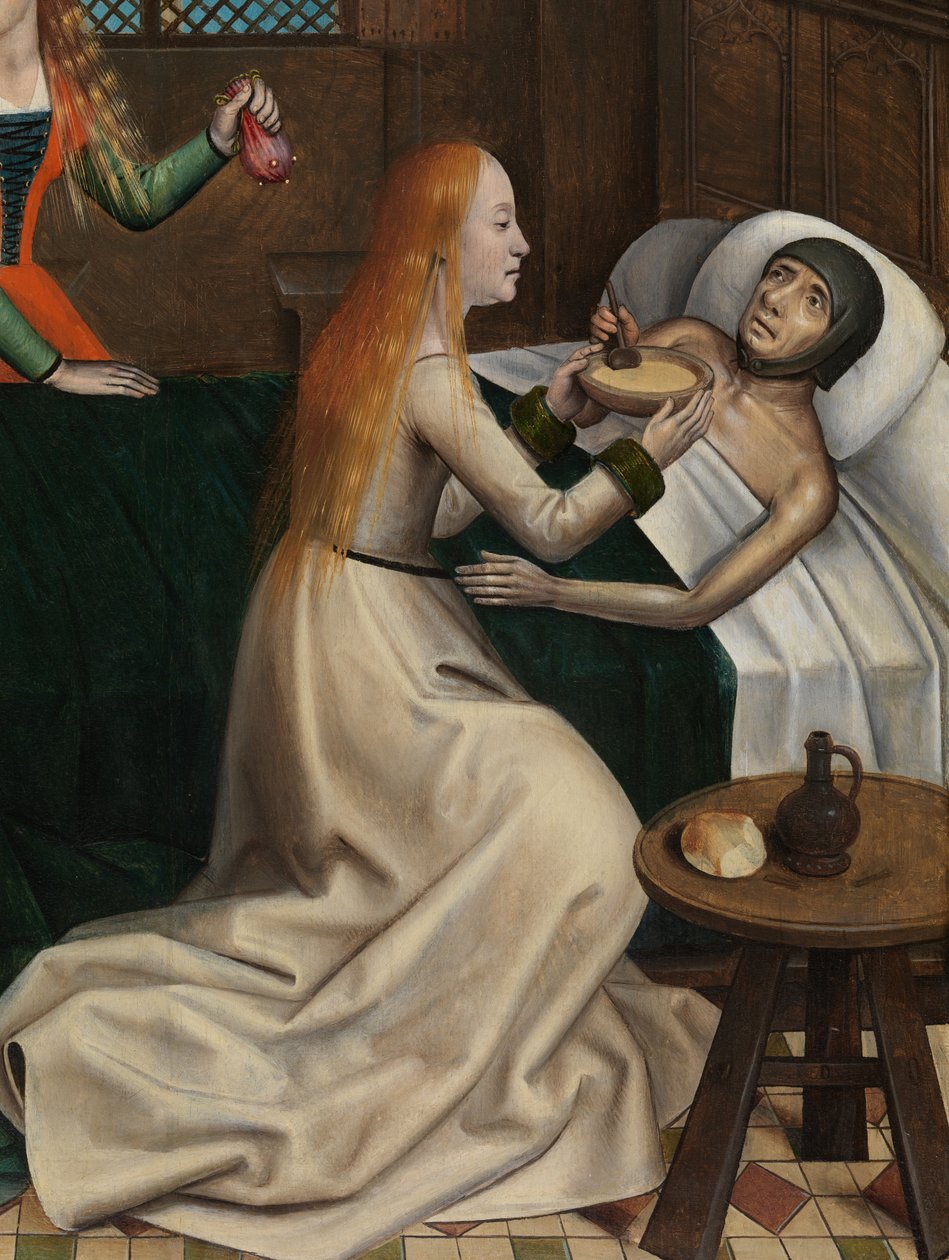 Részlet a Szent Miklós Jótékonyságról, a Szent Miklós-oltárról, 1486-93 körül (olaj, tábla) alkotó: Master of The Legend of St. Lucy