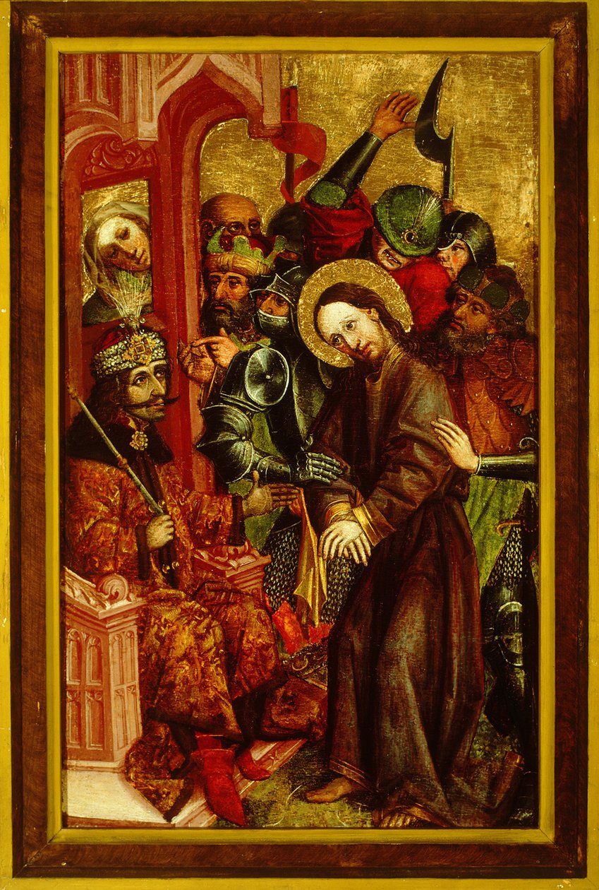 Krisztus Pilátus előtt III. Vlad Poncius Pilátusként, kb. 1463-1464 alkotó: Master of Velenje Panels