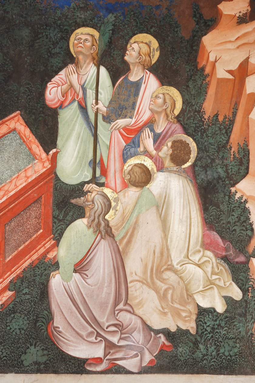 "Szűz mennybemenetele" és "Szűz Mária, aki ledobta az övet vagy a Szent Övet Szent Tamásnak", Apostolok részlete, 1420 körül (freskó) alkotó: Master of Vignola