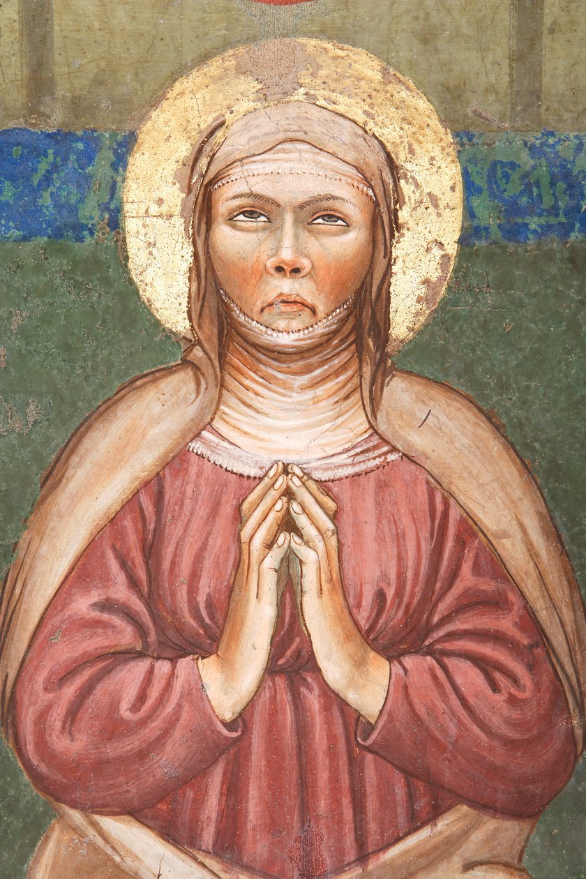 "Pünkösd", Szűz Mária részlete, 1420 körül (freskó) alkotó: Master of Vignola