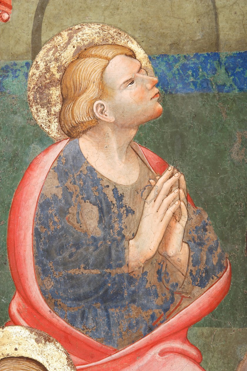 "Pünkösd", Részlet egy imádkozó szenttel, 1420 körül (freskó) alkotó: Master of Vignola