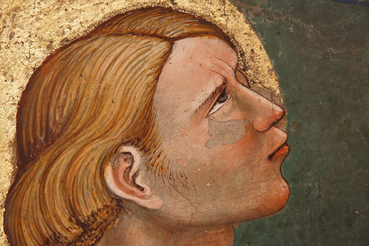 "Pünkösd", Részlet egy imádkozó szenttel, 1420 körül (freskó) alkotó: Master of Vignola