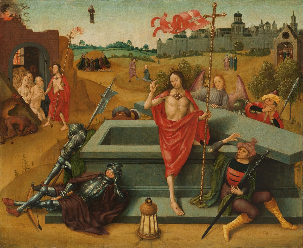 Krisztus feltámadása, c. 1485-1500 (olaj a panelen) alkotó: Master of the Amsterdam Death of the Virgin