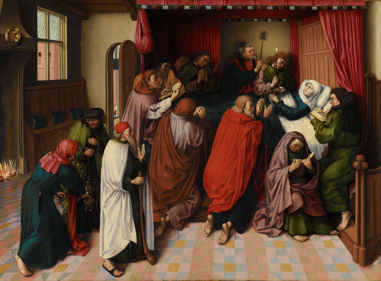 A Szűz halála, c. 1500 (olaj a panelen) alkotó: Master of the Amsterdam Death of the Virgin