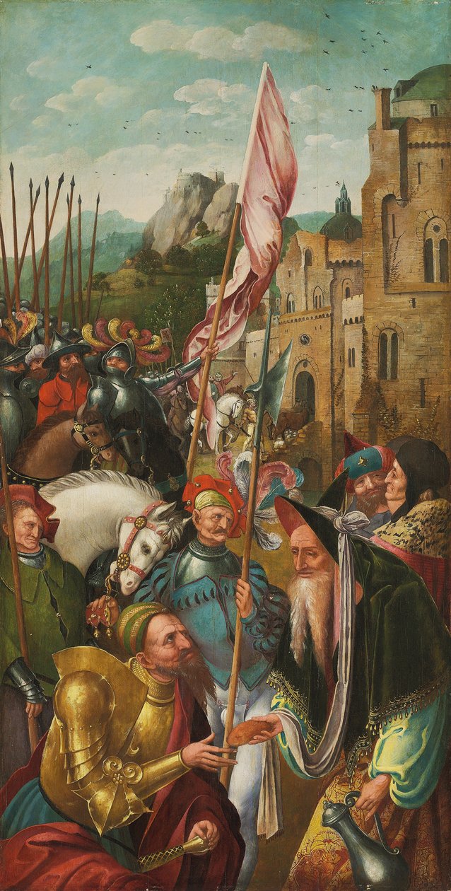 Oltárkép szárnya: Ábrahám és Melkisédek találkozása alkotó: Master of the Antwerp Adoration