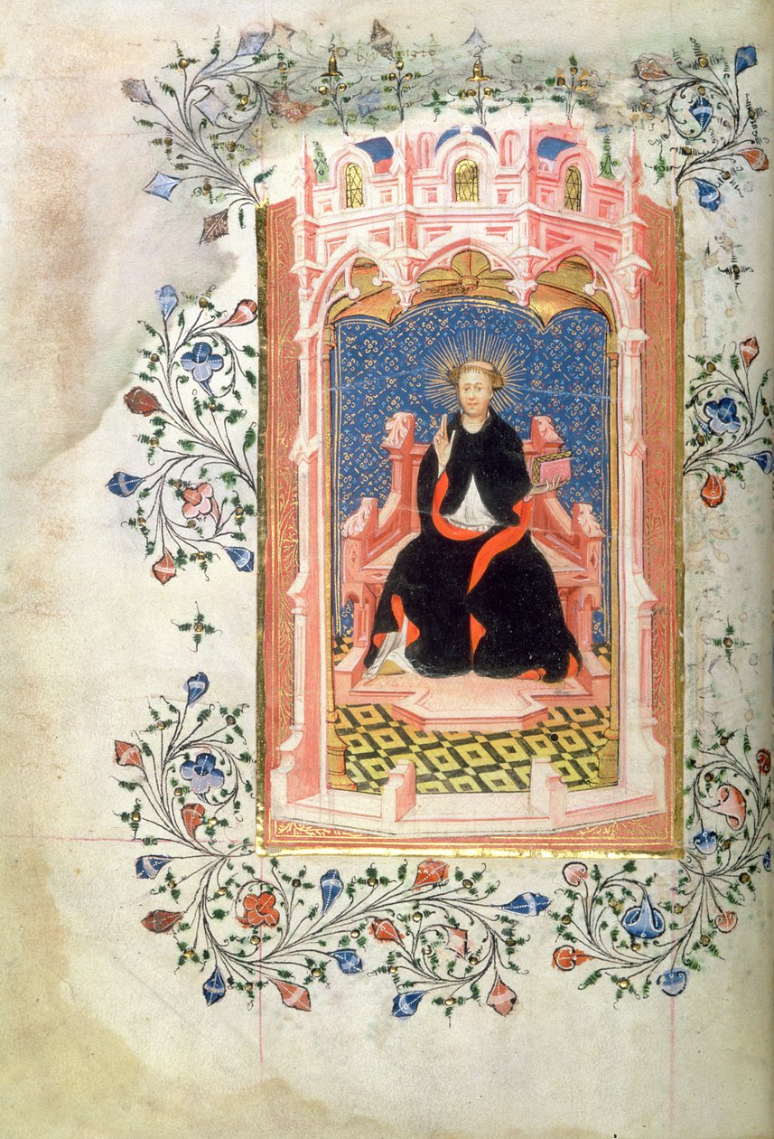 Roy 2 A XVIII f.7v St. John of Bridlington (megh. 1379) Beaufort János óráinak könyvével alkotó: Master of the Beaufort Saints