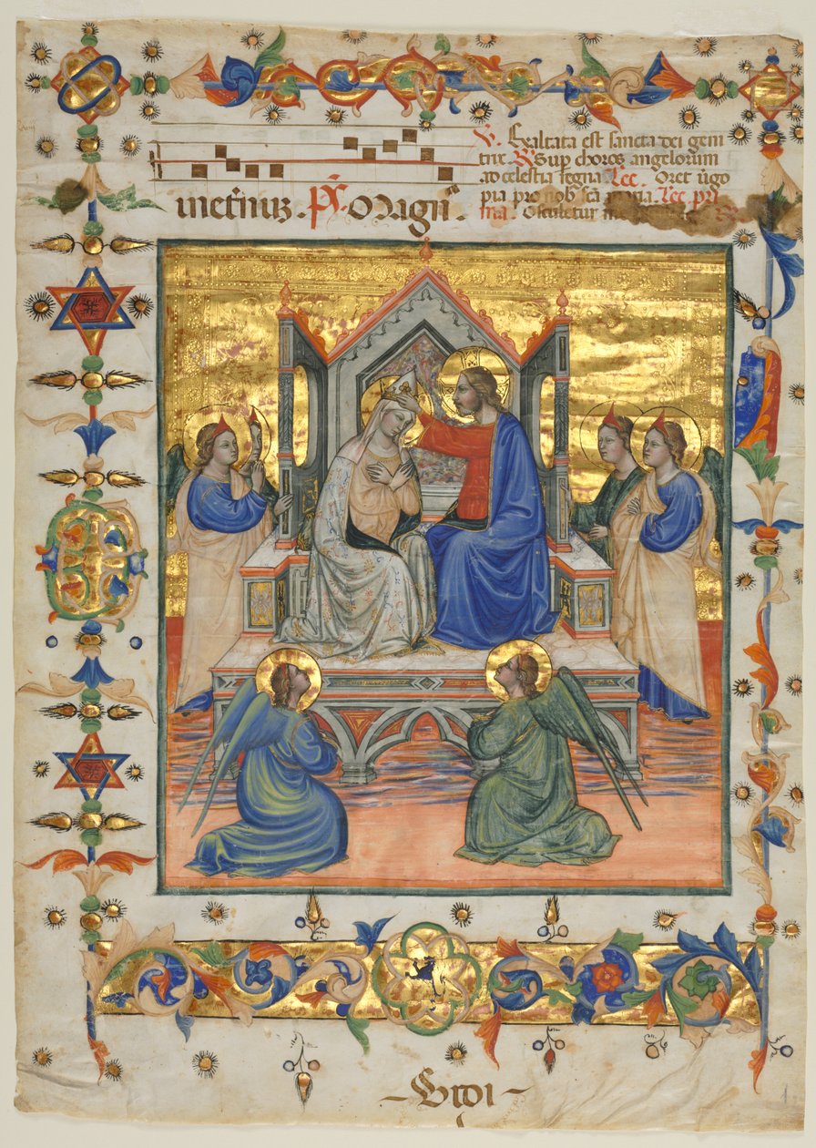 Antifónia levél: Szűz koronázása, 1400-as évek. alkotó: Master of the Beffi Triptych
