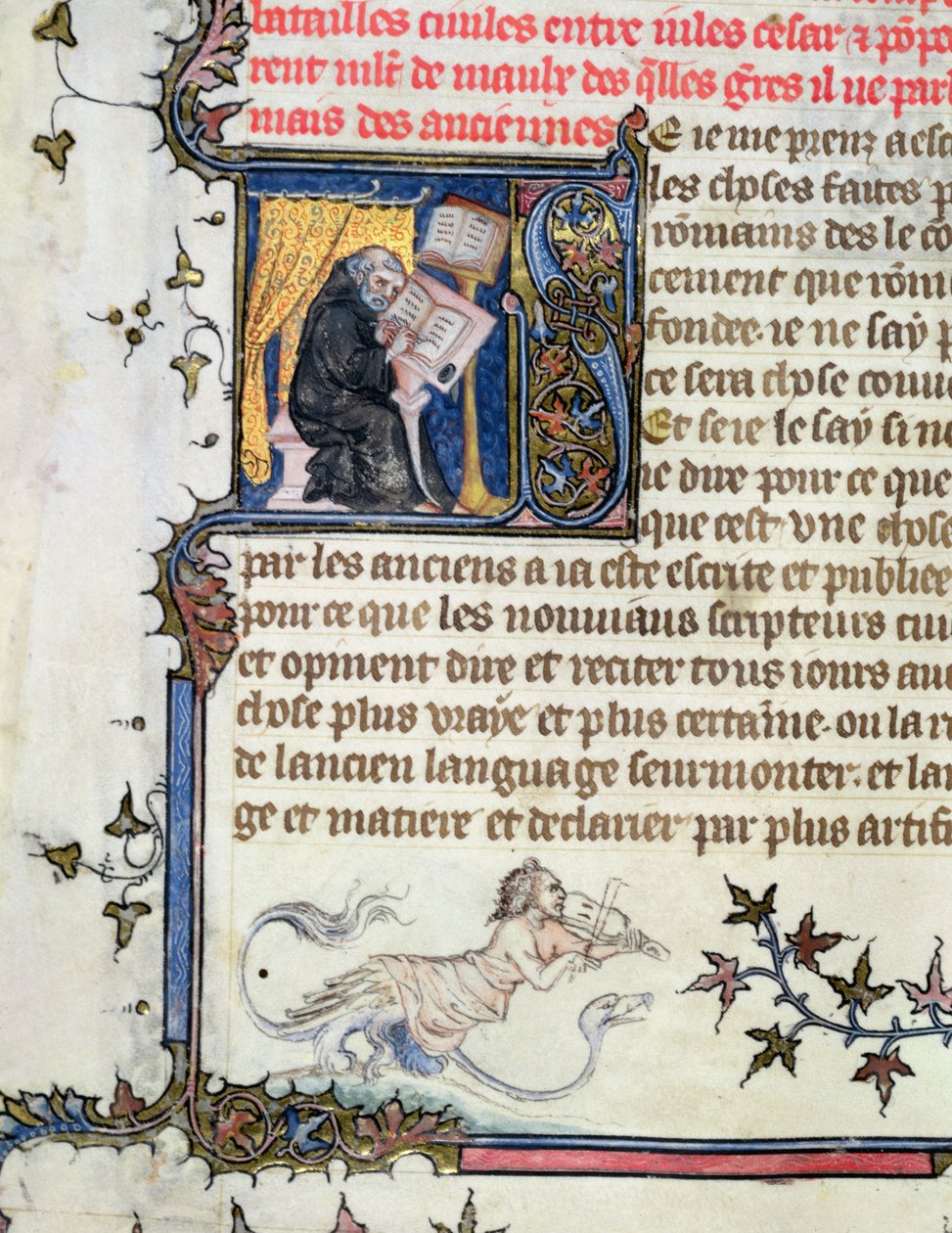 Ms 777 Monk kéziratot másol, Livius Róma története (Kr. e. 59-17) c.1370 alkotó: Master of the Boqueteaux