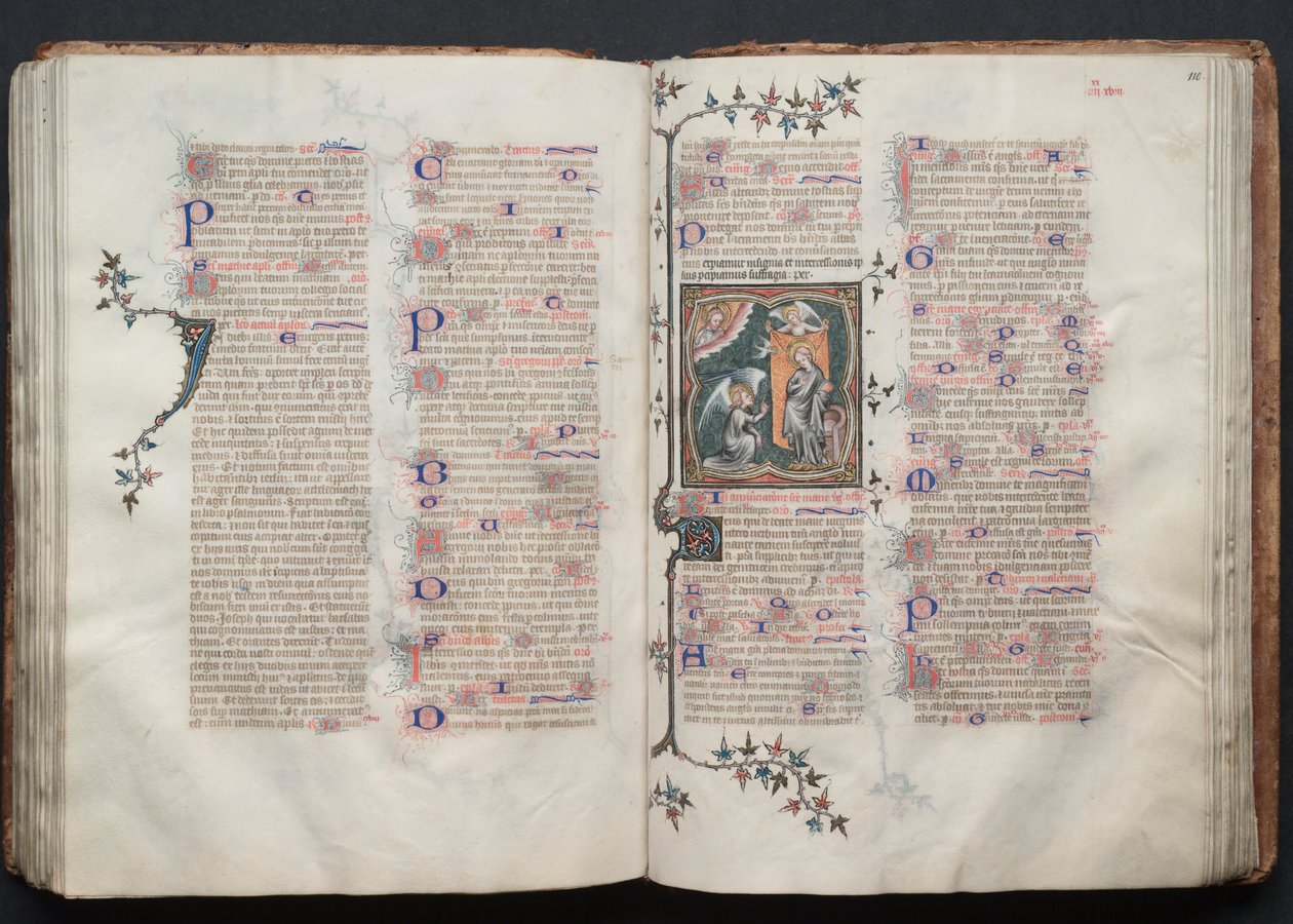 A Gotha Misekönyv: Fol. 109v, szöveg, c. 1375. alkotó: Master of the Boqueteaux