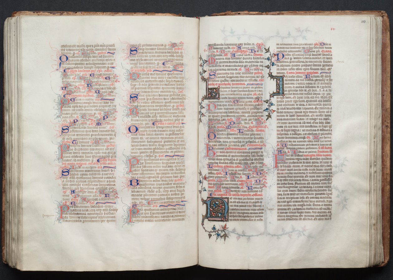 A Gotha Misekönyv: Fol. 112v, szöveg, c. 1375. alkotó: Master of the Boqueteaux