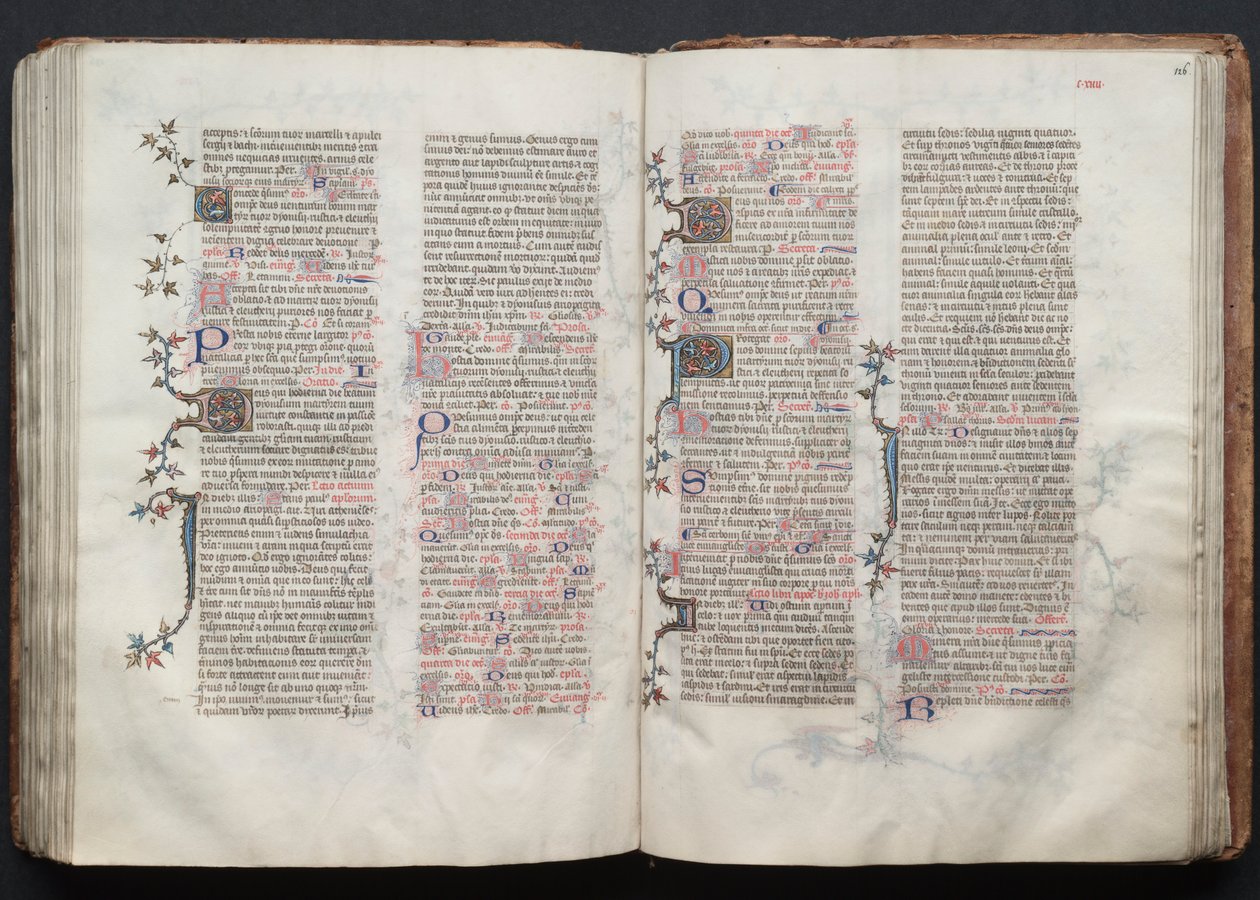 A Gotha Misekönyv: Fol. 125v, szöveg, c. 1375. alkotó: Master of the Boqueteaux