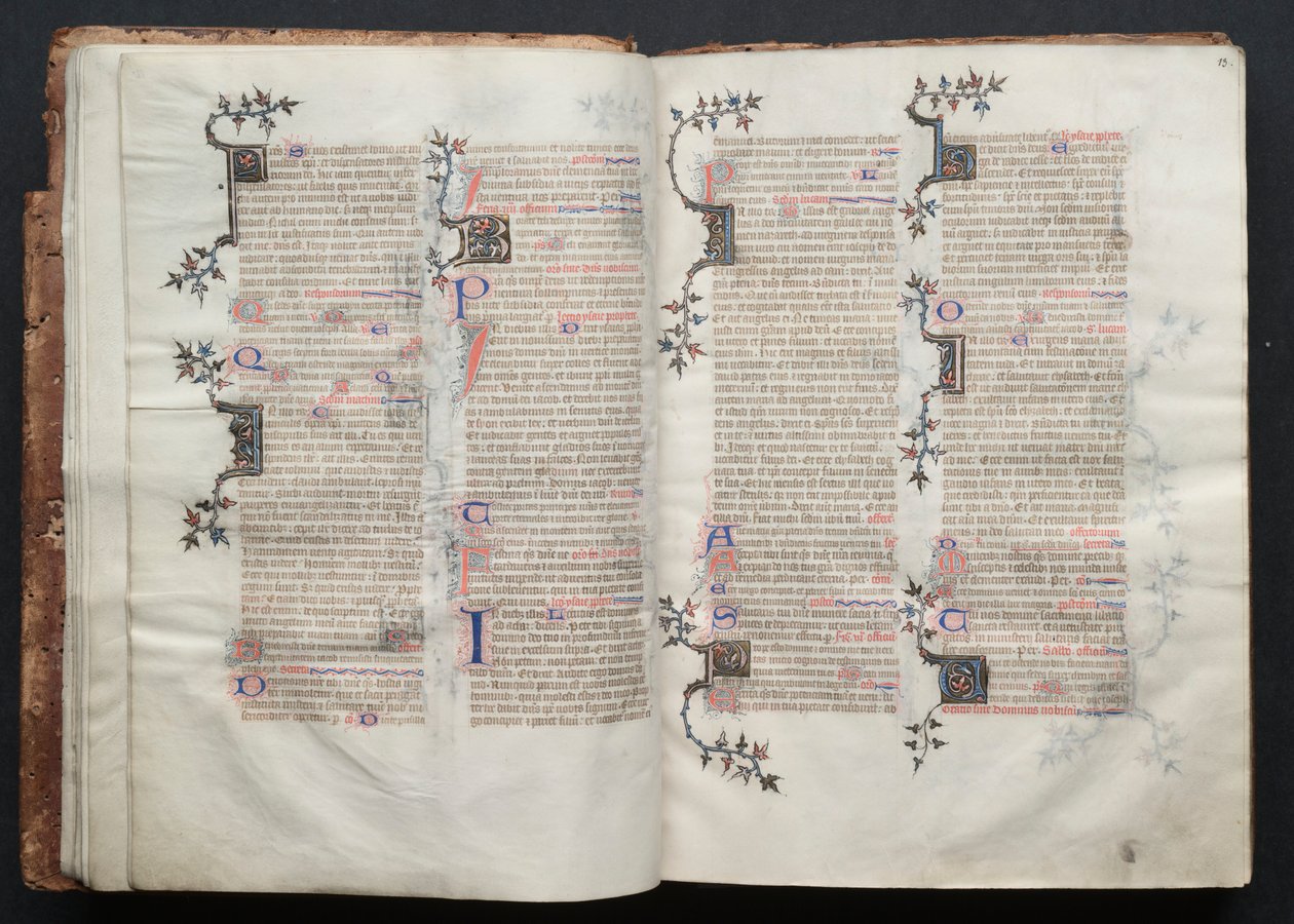 A Gotha Misekönyv: Fol. 12v, szöveg, c. 1375. alkotó: Master of the Boqueteaux