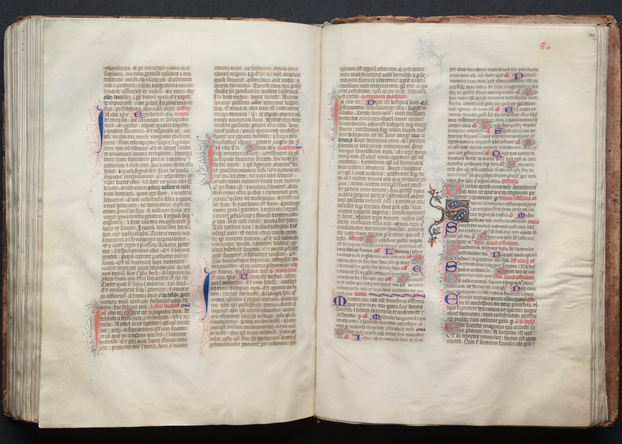 A Gotha Misekönyv: Fol. 133v, szöveg, c. 1375. alkotó: Master of the Boqueteaux