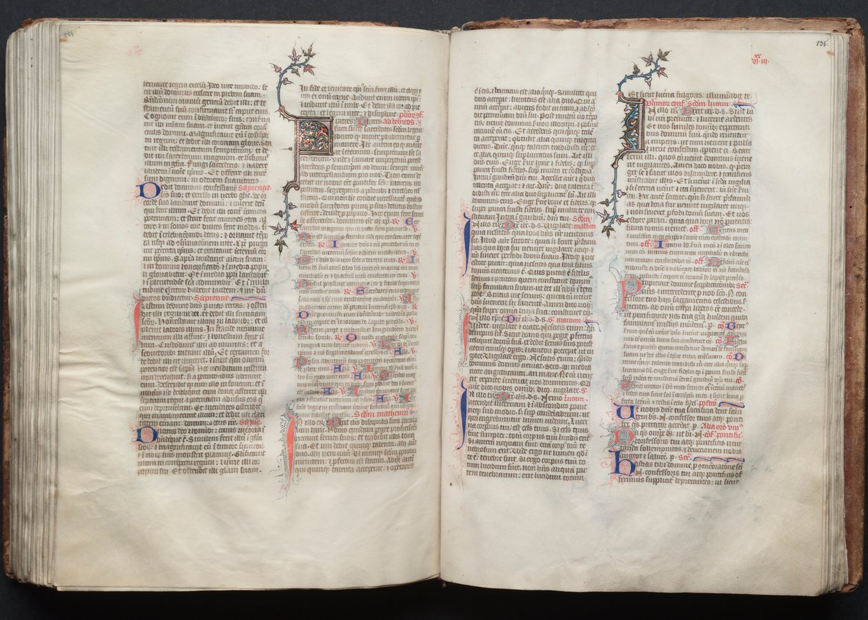 A Gotha Misekönyv: Fol. 134v, szöveg, c. 1375. alkotó: Master of the Boqueteaux