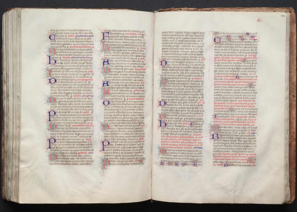 A Gotha Misekönyv: Fol. 141v, szöveg, c. 1375. alkotó: Master of the Boqueteaux