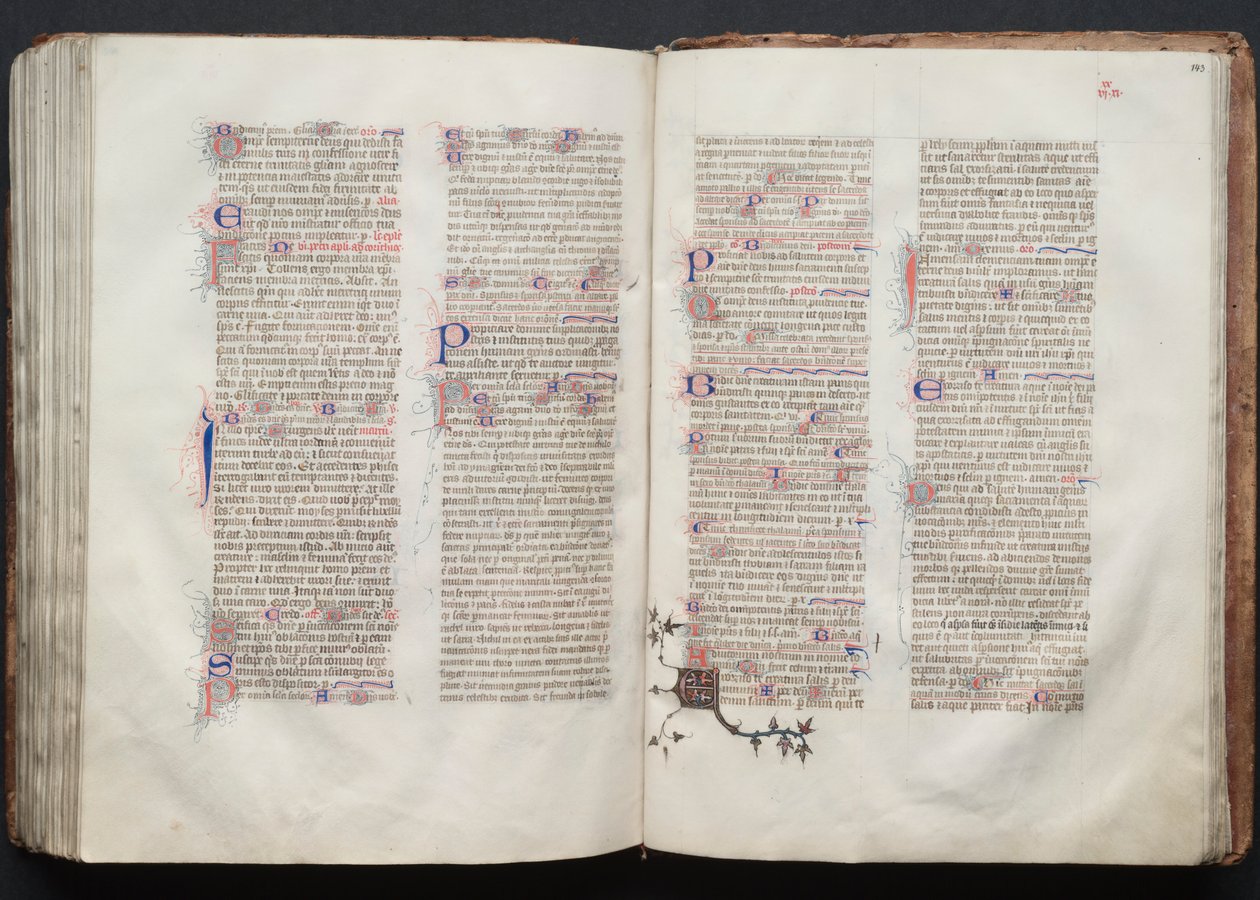A Gotha Misekönyv: Fol. 142v, szöveg, c. 1375. alkotó: Master of the Boqueteaux