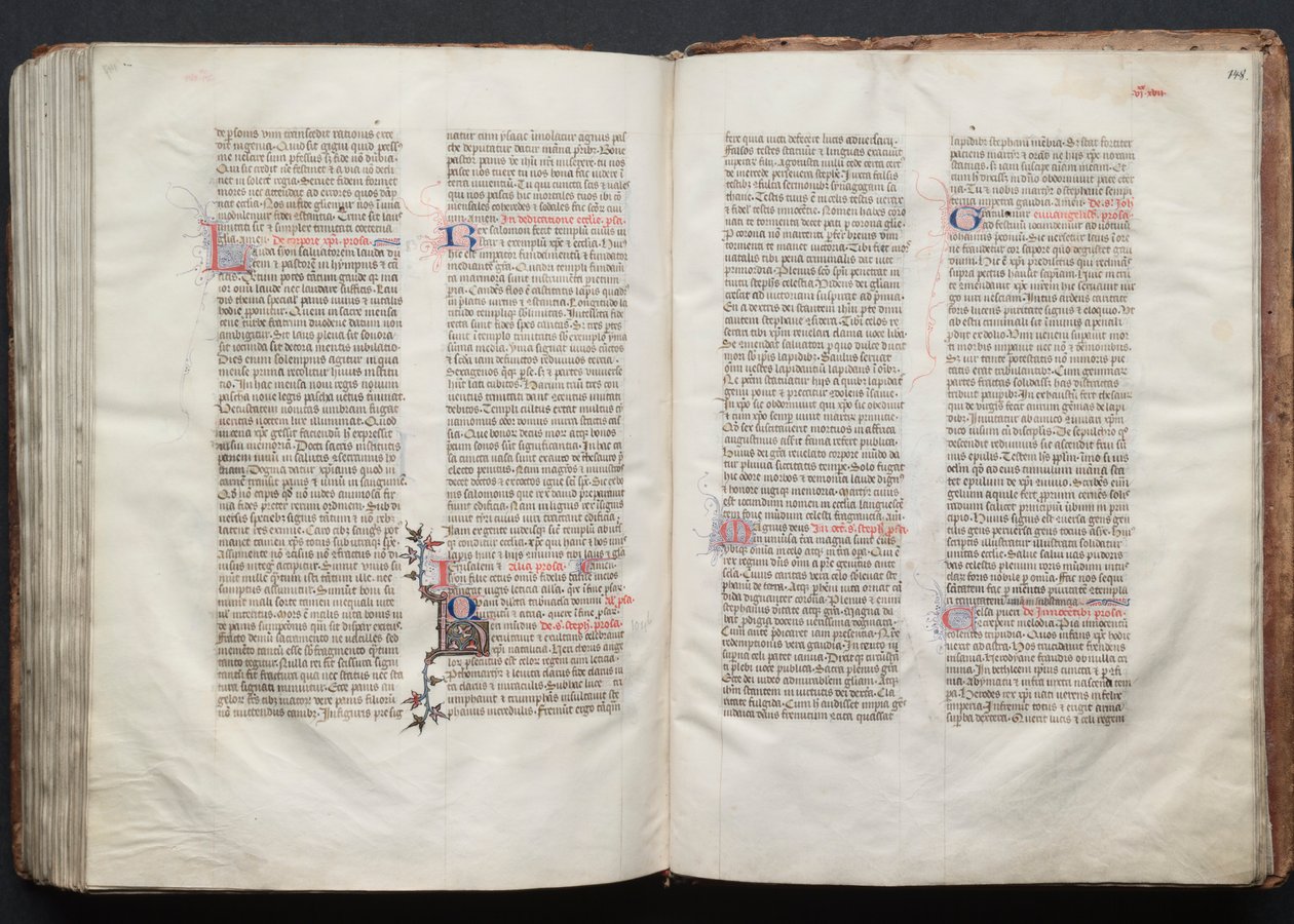 A Gotha Misekönyv: Fol. 147v, szöveg, c. 1375. alkotó: Master of the Boqueteaux