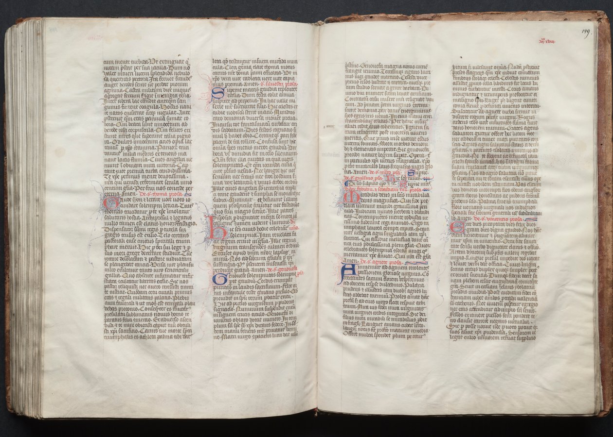 A Gotha Misekönyv: Fol. 148v, szöveg, c. 1375. alkotó: Master of the Boqueteaux