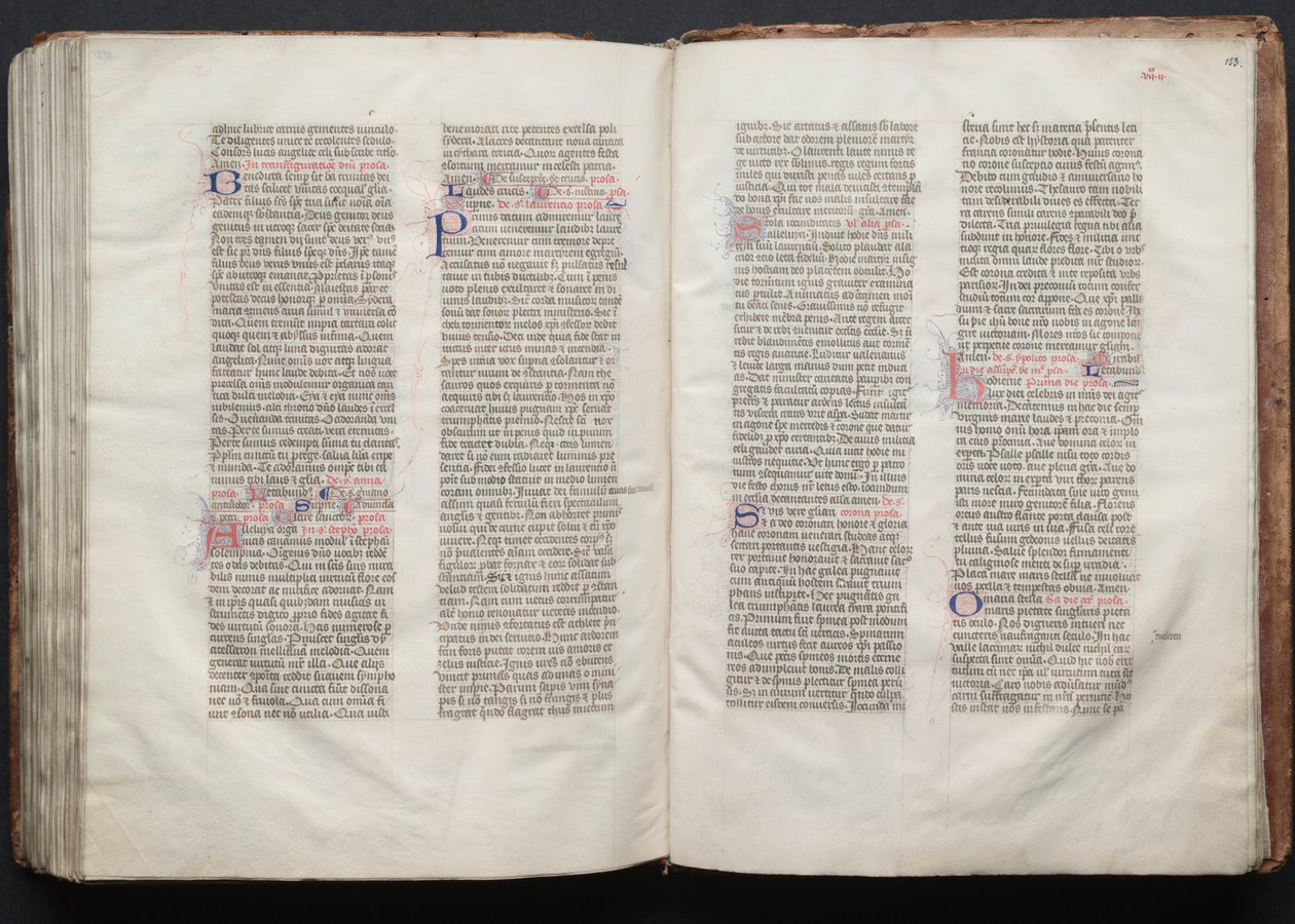 A Gotha Misekönyv: Fol. 152v, szöveg, c. 1375. alkotó: Master of the Boqueteaux