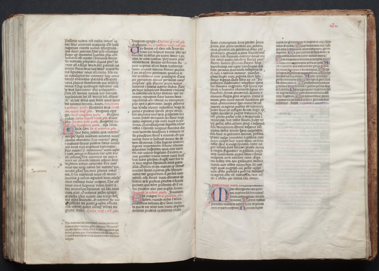 A Gotha Misekönyv: Fol. 156v, szöveg, c. 1375. alkotó: Master of the Boqueteaux