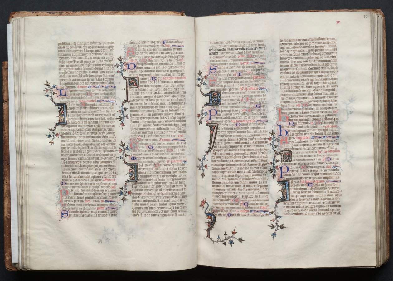 A Gotha Misekönyv: Fol. 29v, szöveg, c. 1375. alkotó: Master of the Boqueteaux
