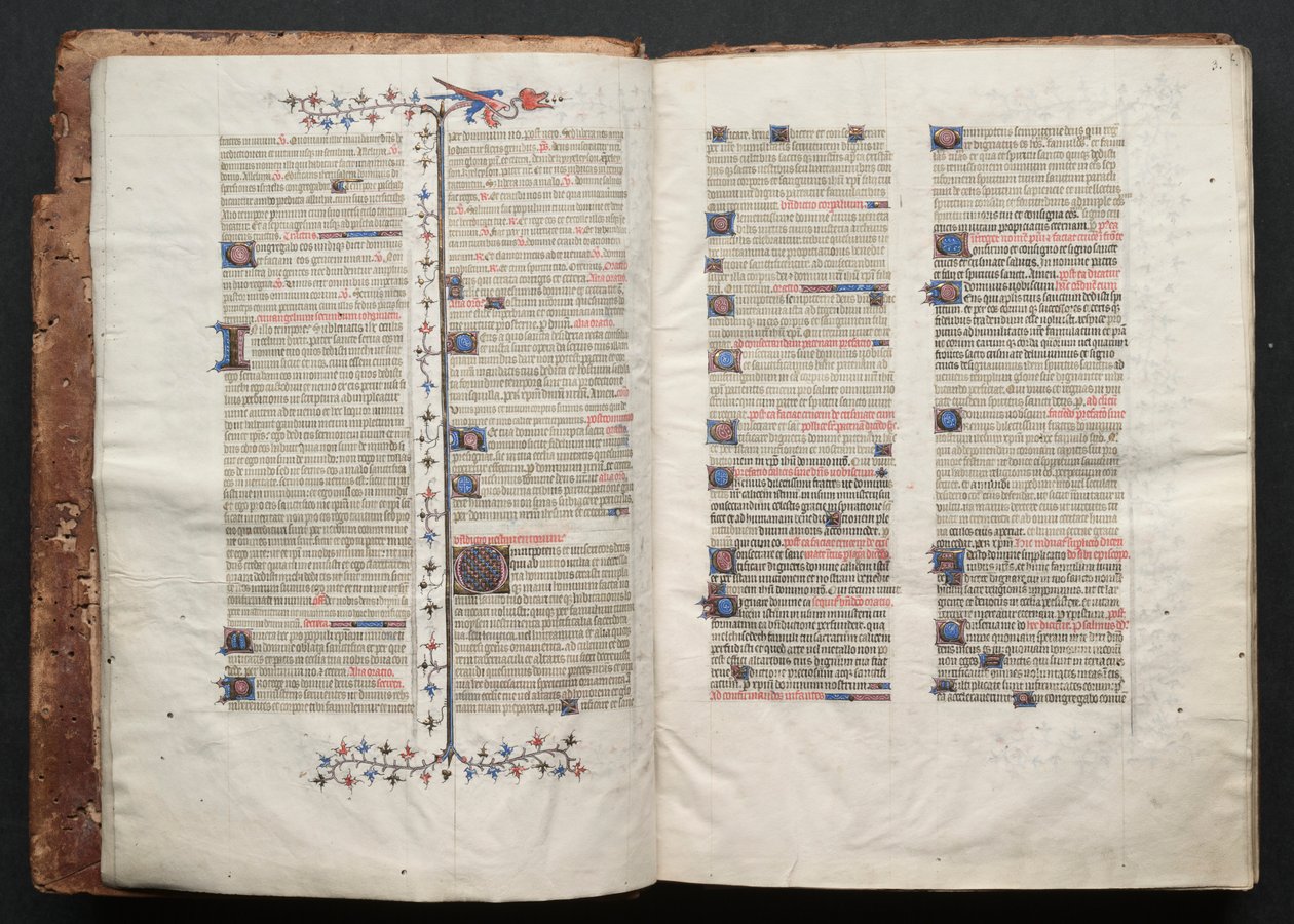 A Gotha Misekönyv: Fol. 2v, szöveg , c. 1375. alkotó: Master of the Boqueteaux