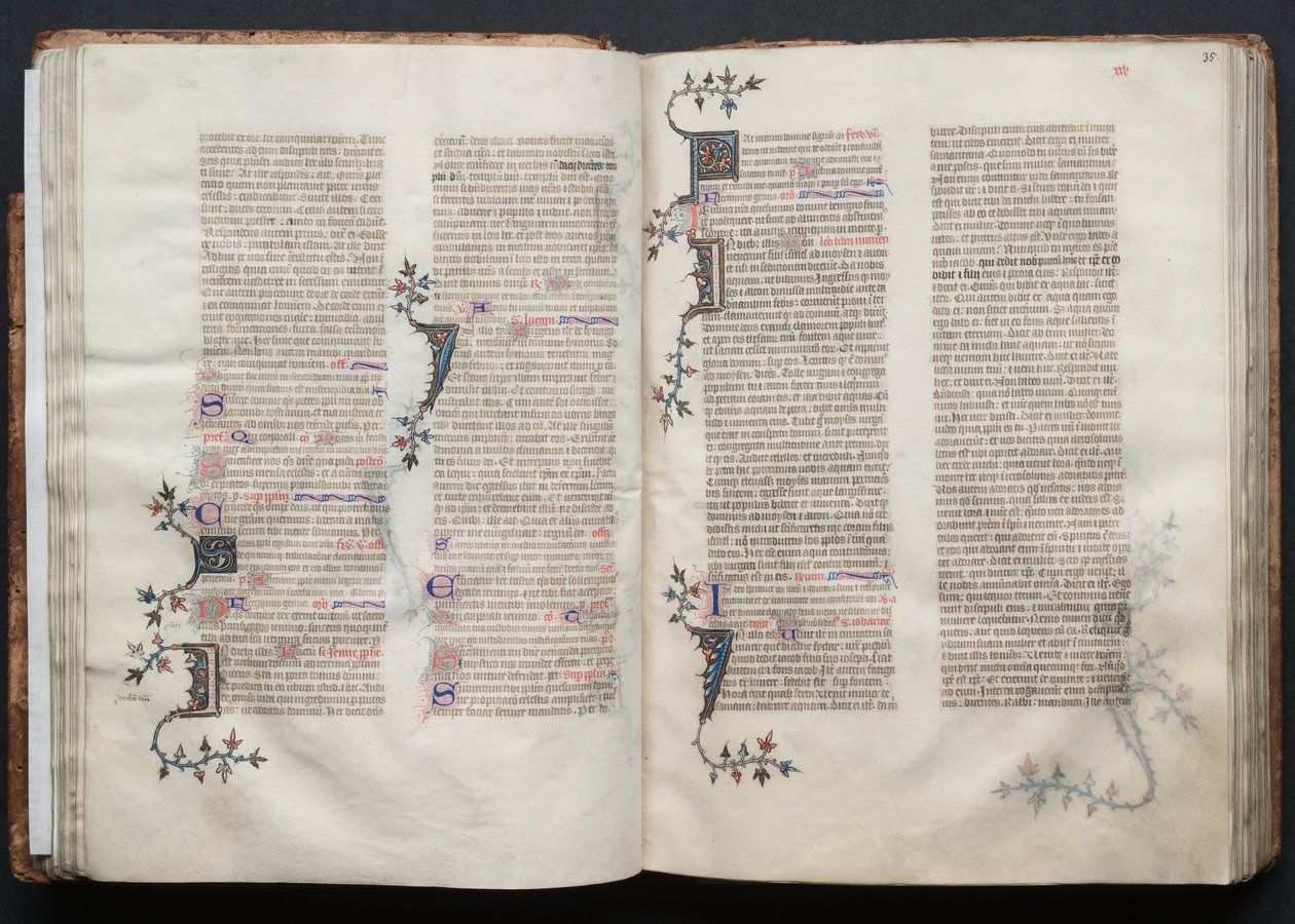 A Gotha Misekönyv: Fol. 34v, szöveg, c. 1375. alkotó: Master of the Boqueteaux