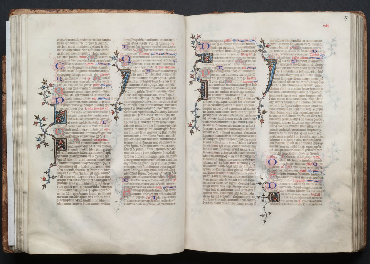 A Gotha Misekönyv: Fol. 36v, szöveg, c. 1375. alkotó: Master of the Boqueteaux