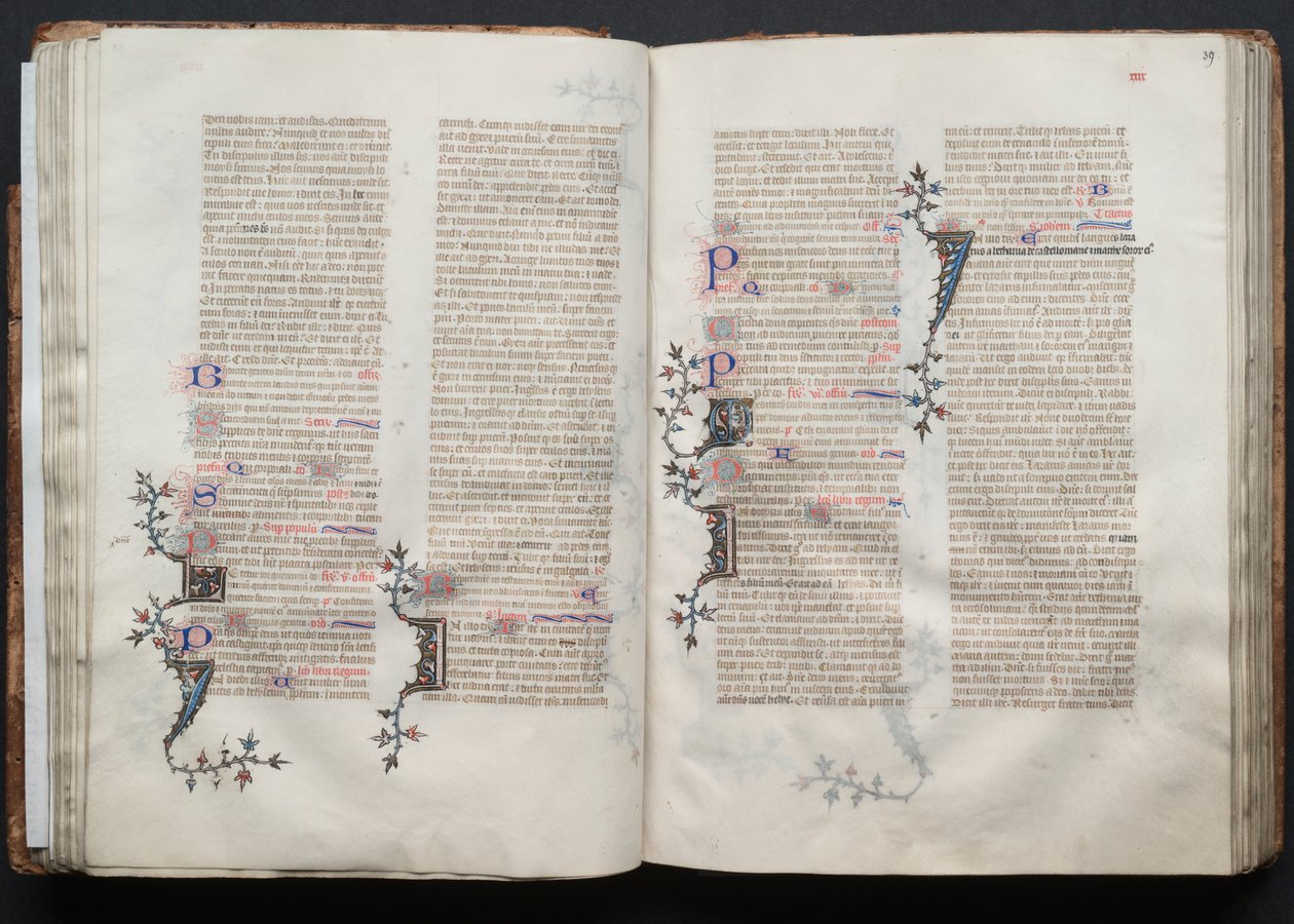 A Gotha Misekönyv: Fol. 38v, szöveg, c. 1375. alkotó: Master of the Boqueteaux