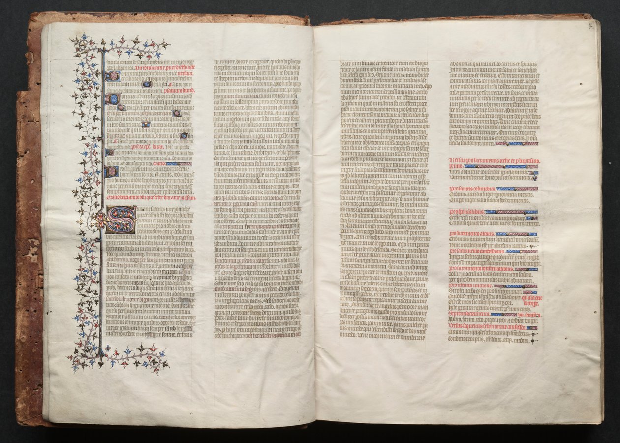 A Gotha Misekönyv: Fol. 3v, szöveg , c. 1375. alkotó: Master of the Boqueteaux