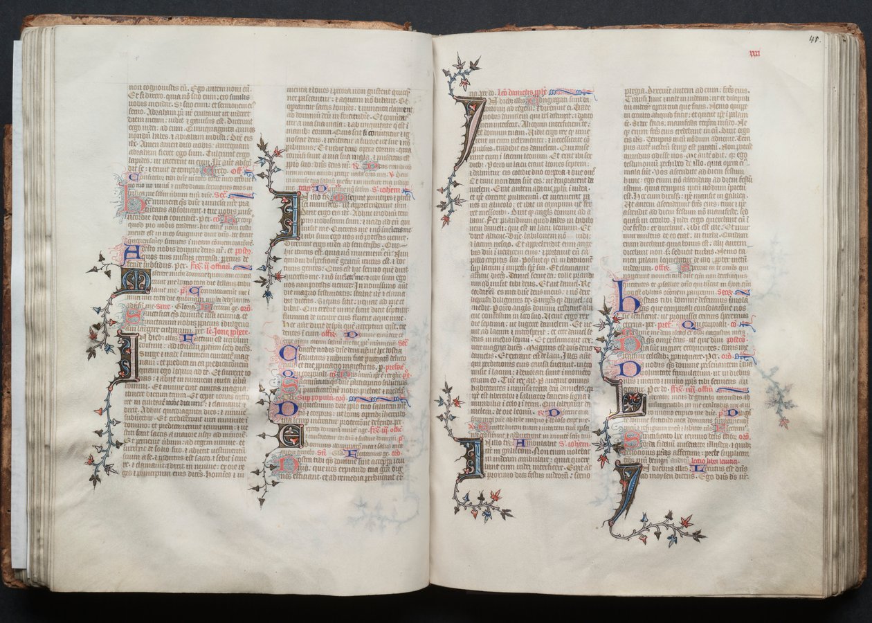 A Gotha Misekönyv: Fol. 40v, szöveg, c. 1375. alkotó: Master of the Boqueteaux