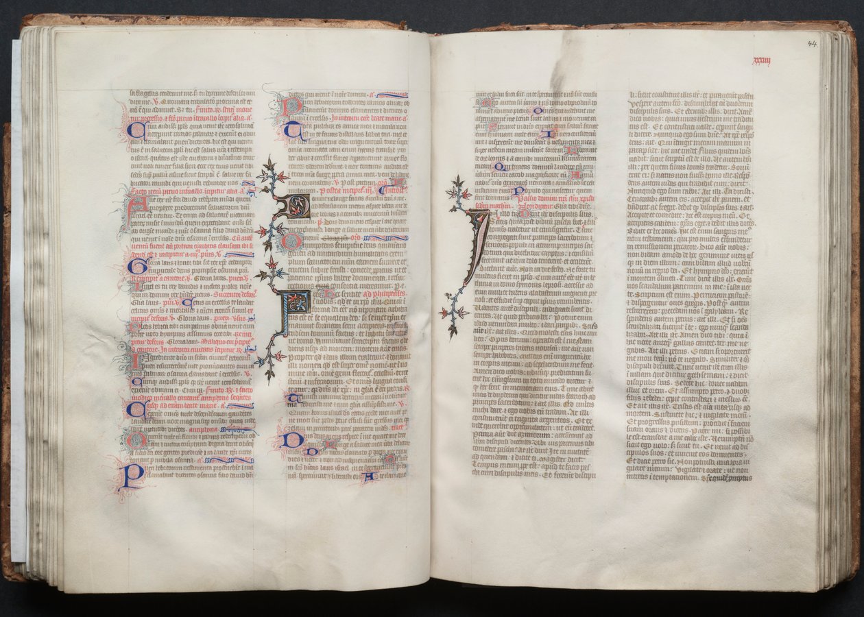 A Gotha Misekönyv: Fol. 43v, szöveg, c. 1375. alkotó: Master of the Boqueteaux