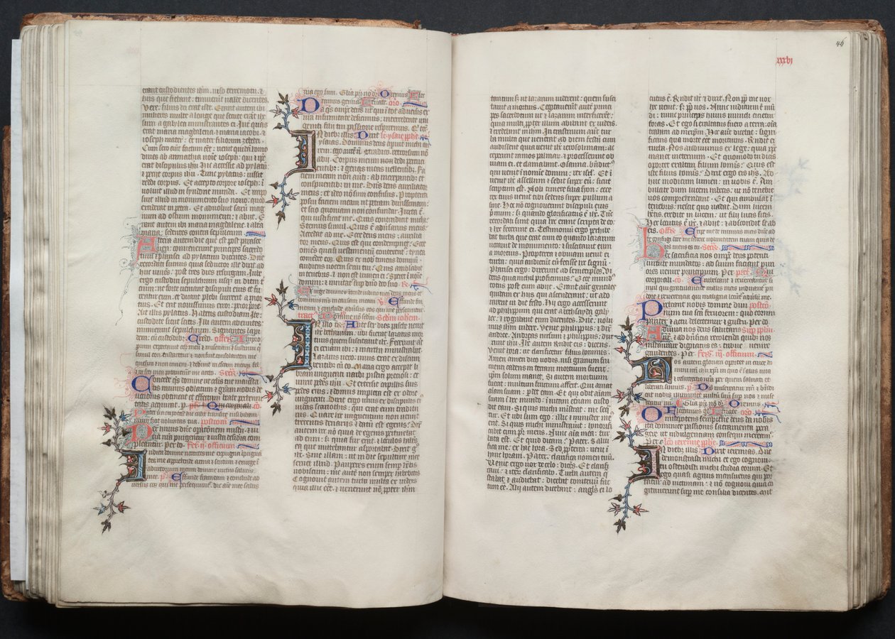 A Gotha Misekönyv: Fol. 45v, szöveg, c. 1375. alkotó: Master of the Boqueteaux