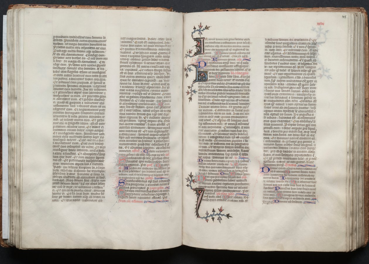 A Gotha Misekönyv: Fol. 47v, szöveg, c. 1375. alkotó: Master of the Boqueteaux
